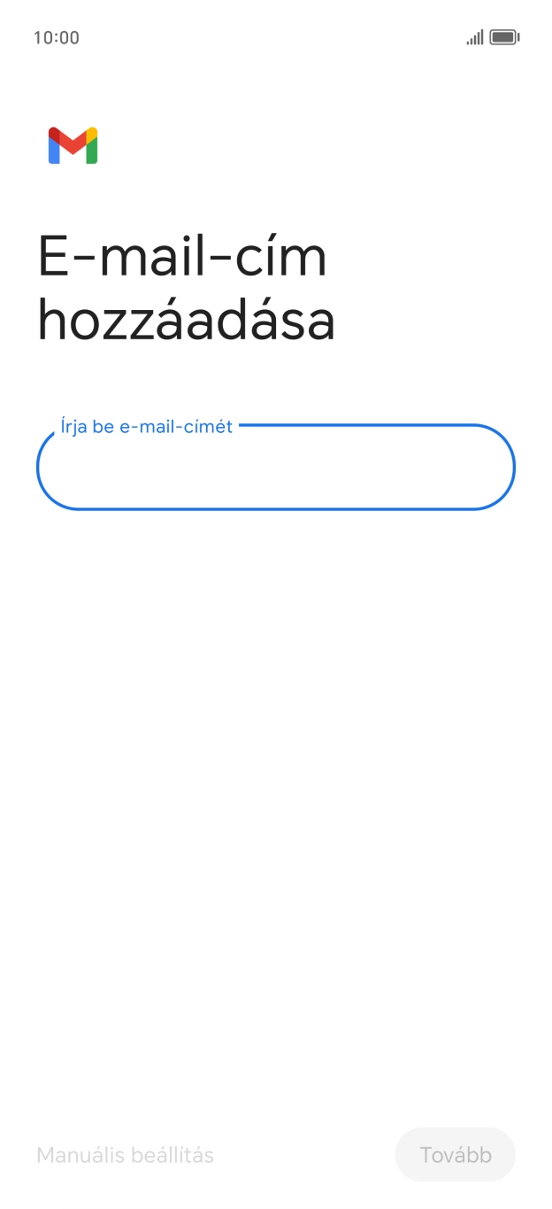 Kattints az „Írja be e-mail-címét” alatti mezőre, és írd be az e-mail címedet.