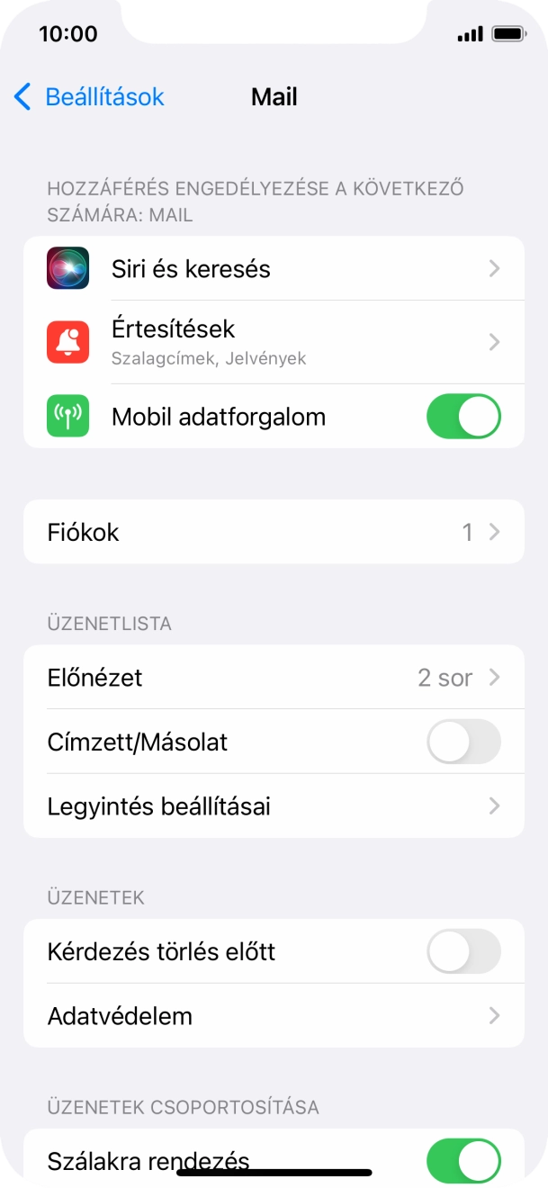 Válaszd a Fiókok lehetőséget.
