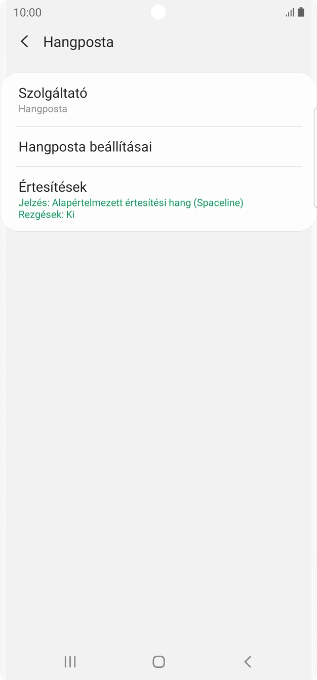 Válaszd a Hangposta beállításai lehetőséget.