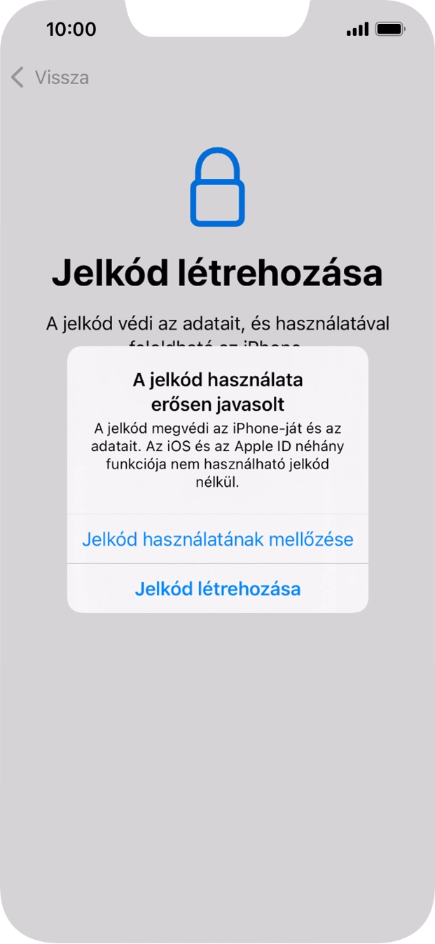 Ha kikapcsolod a funkciót, válaszd a Jelkód használatának mellőzése lehetőséget.