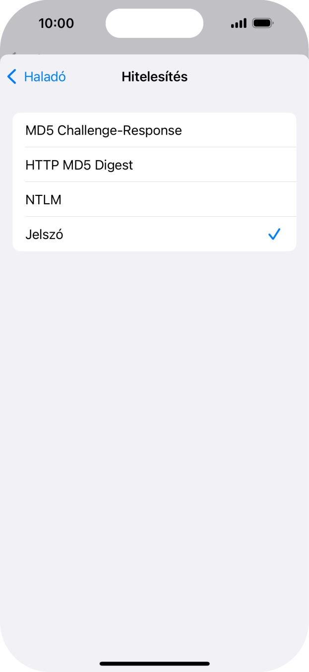 Válaszd a Jelszó lehetőséget.