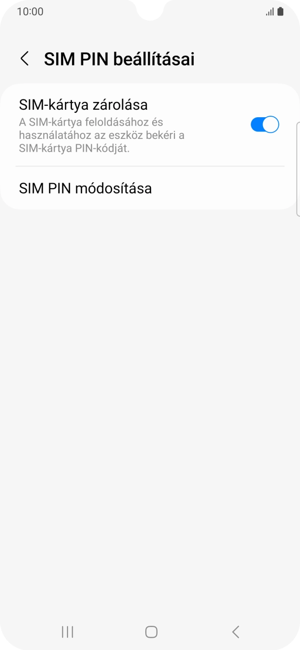 Kattints a „SIM-kártya zárolása” melletti csúszkára a funkció be- vagy kikapcsolásához. Kattints a „SIM-kártya zárolása” melletti csúszkára a funkció be- vagy kikapcsolásához.