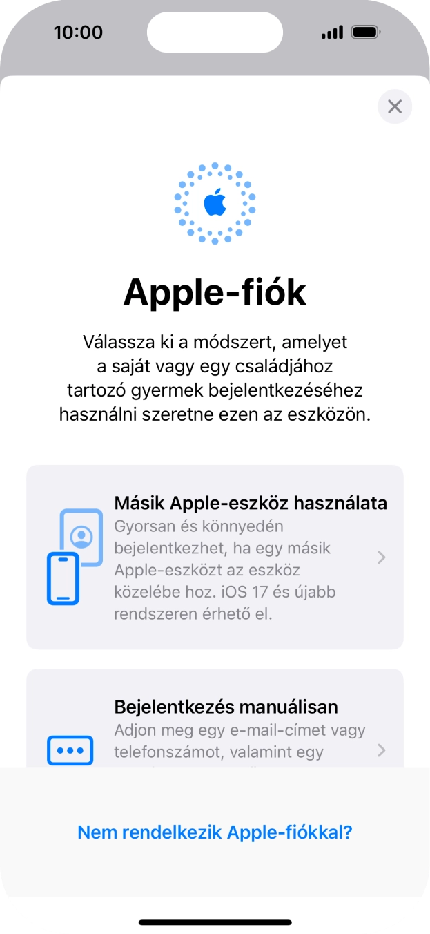 Válaszd a Bejelentkezés manuálisan lehetőséget. Válaszd a Bejelentkezés manuálisan lehetőséget.