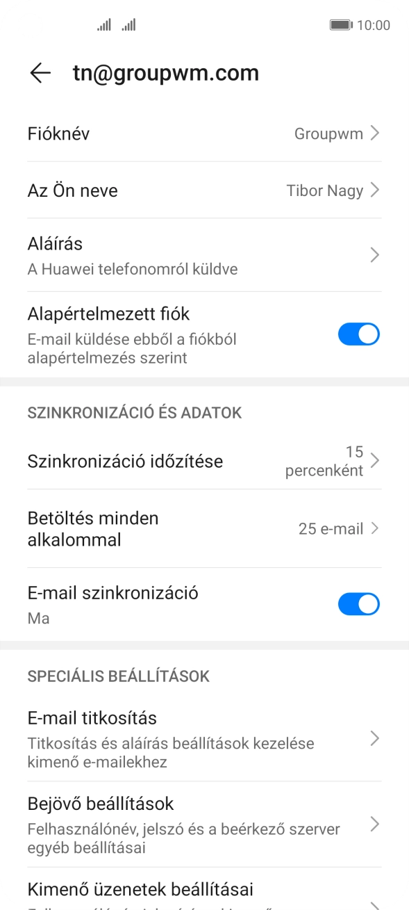 Válaszd a Fióknév lehetőséget.