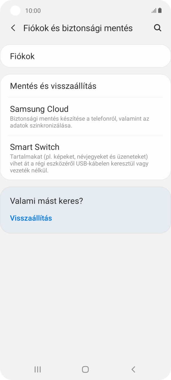 Válaszd a Fiókok lehetőséget.