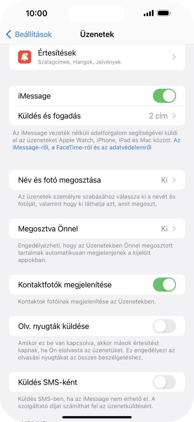 Kattints a „Küldés SMS-ként” melletti csúszkára a funkció be- vagy kikapcsolásához. Kattints a „Küldés SMS-ként” melletti csúszkára a funkció be- vagy kikapcsolásához.