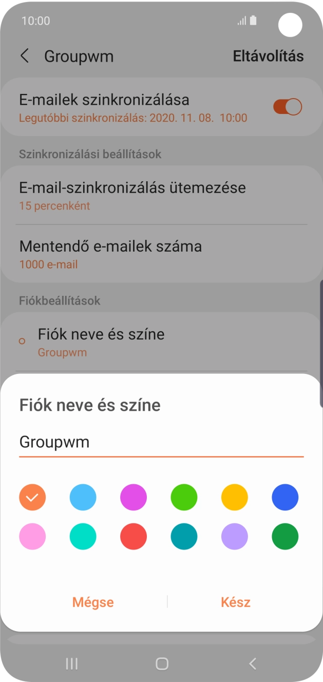 Írd be a kívánt e-mail-fiók nevet, és válaszd a Kész lehetőséget.