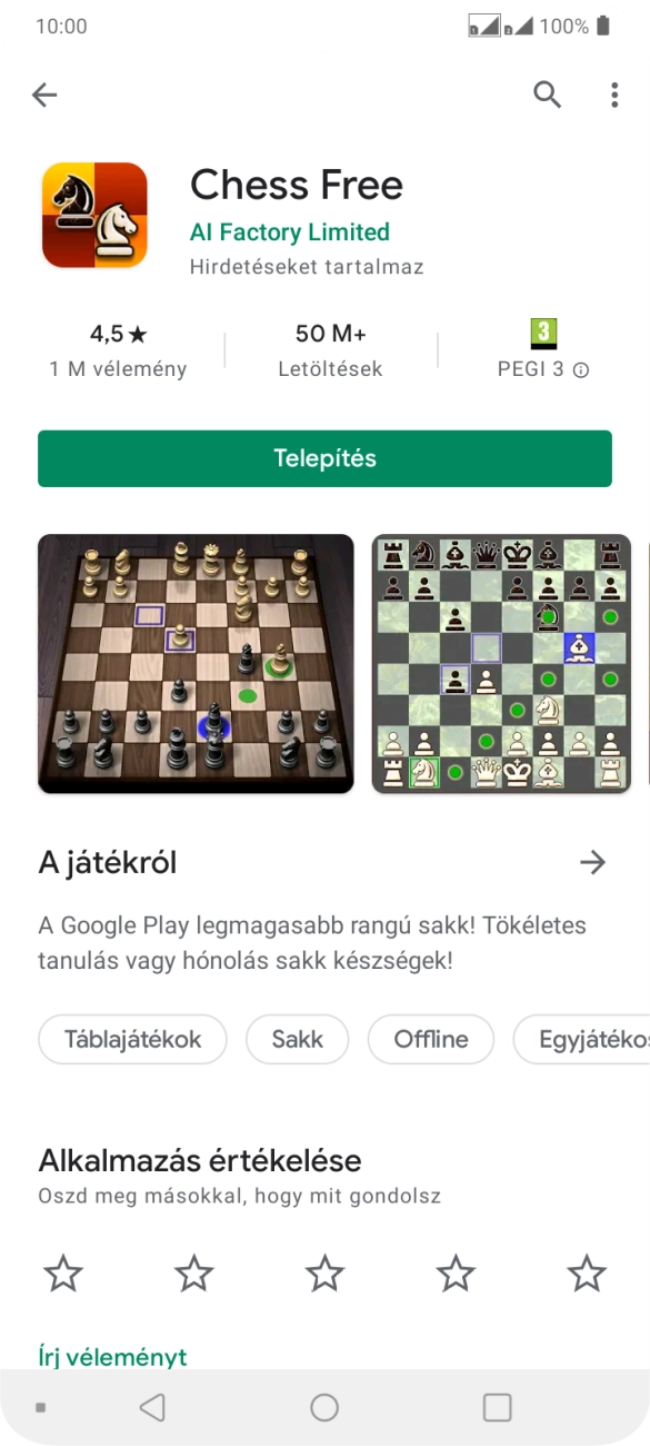 Válaszd a Telepítés lehetőséget, és kövesd a képernyőn megjelenő utasításokat az alkalmazás telepítéséhez.