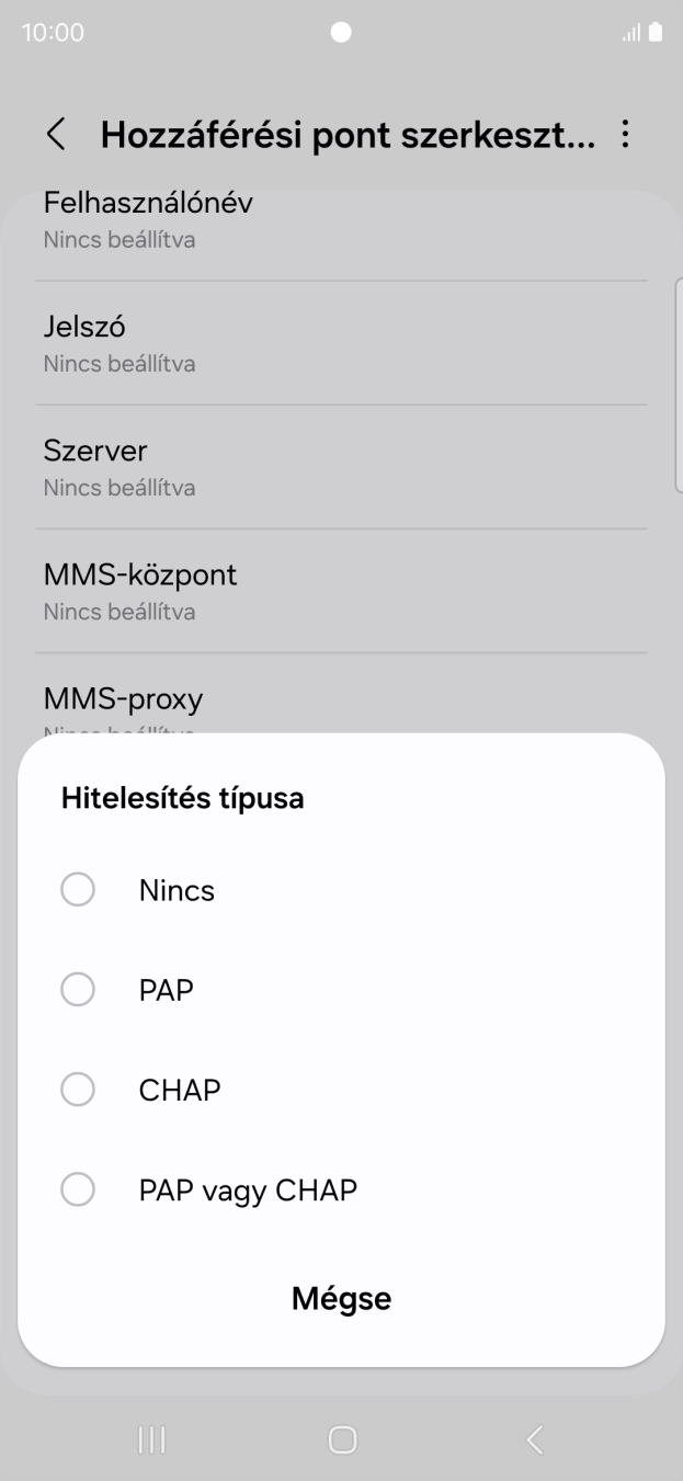Válaszd a PAP lehetőséget.