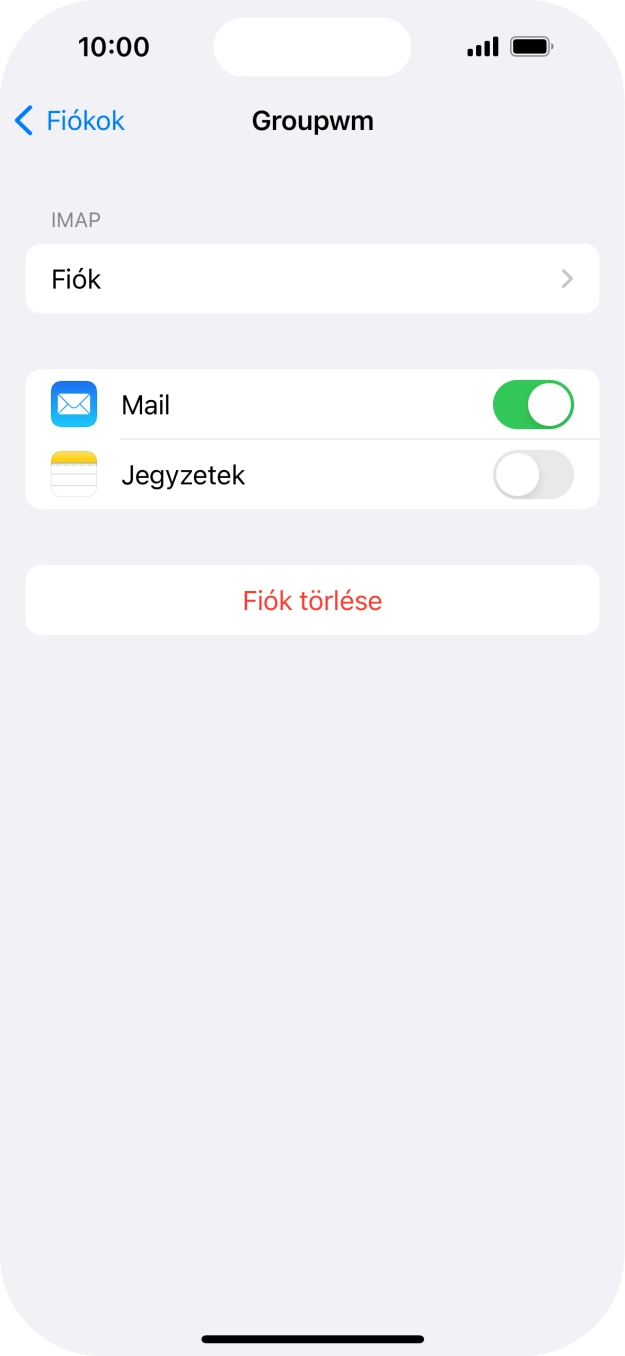 Válaszd a Fiók lehetőséget.
