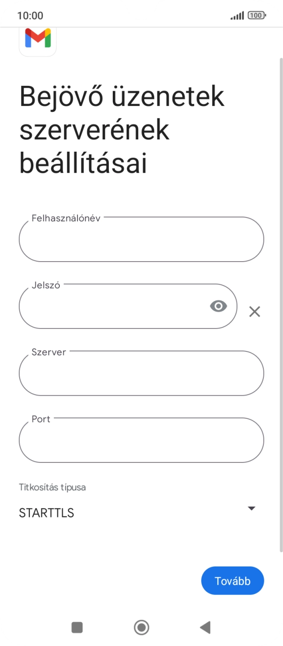 Kattints a „Felhasználónév” alatti mezőre, és írd be az e-mail-fiókodhoz tartozó felhasználónevet.