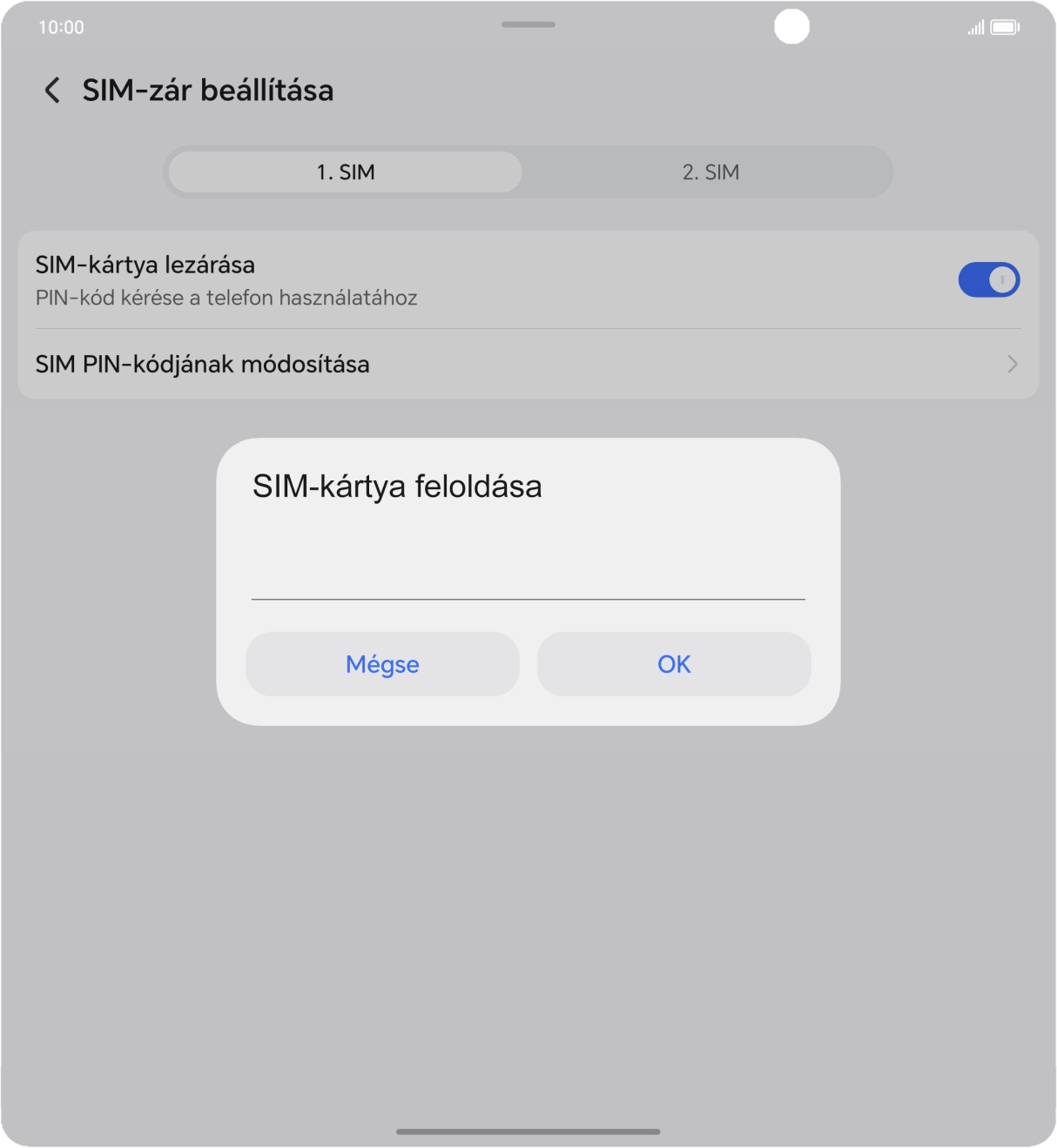 Írd be a PIN-kódot, és válaszd az OK lehetőséget. Írd be a PIN-kódot, és válaszd az OK lehetőséget.