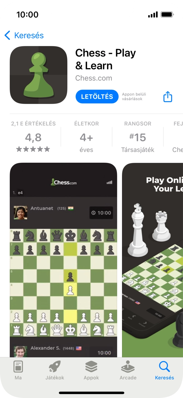 Válaszd a LETÖLTÉS lehetőséget, és kövesd a képernyőn megjelenő utasításokat az alkalmazás telepítéséhez.