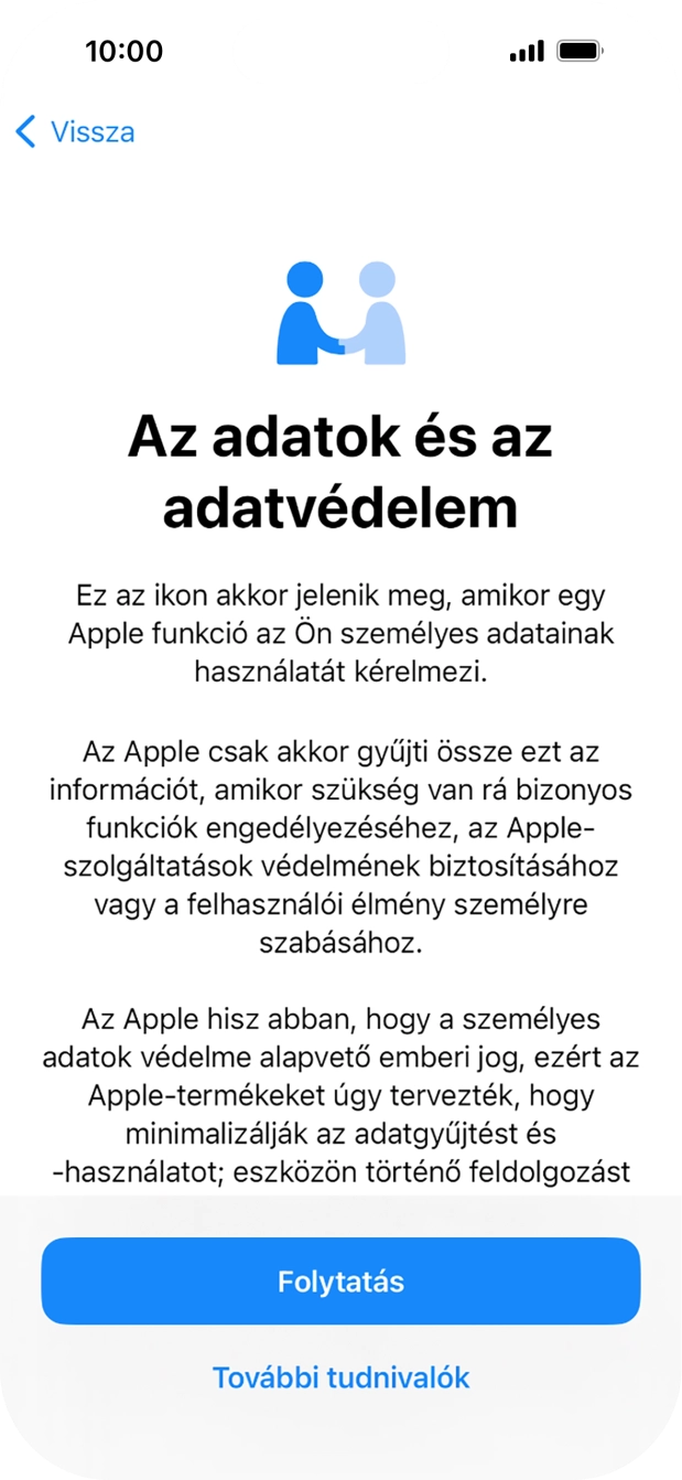 Válaszd a Folytatás lehetőséget.