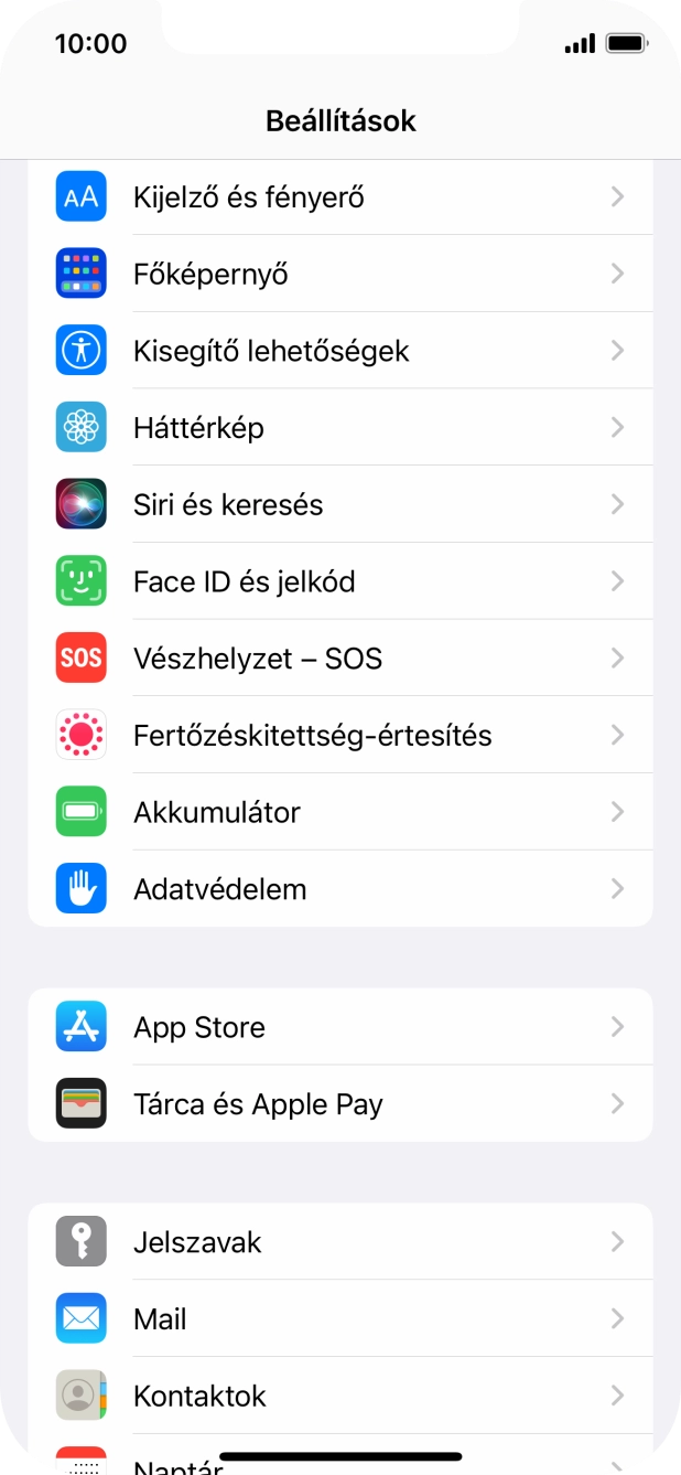 Válaszd a Face ID és jelkód lehetőséget.