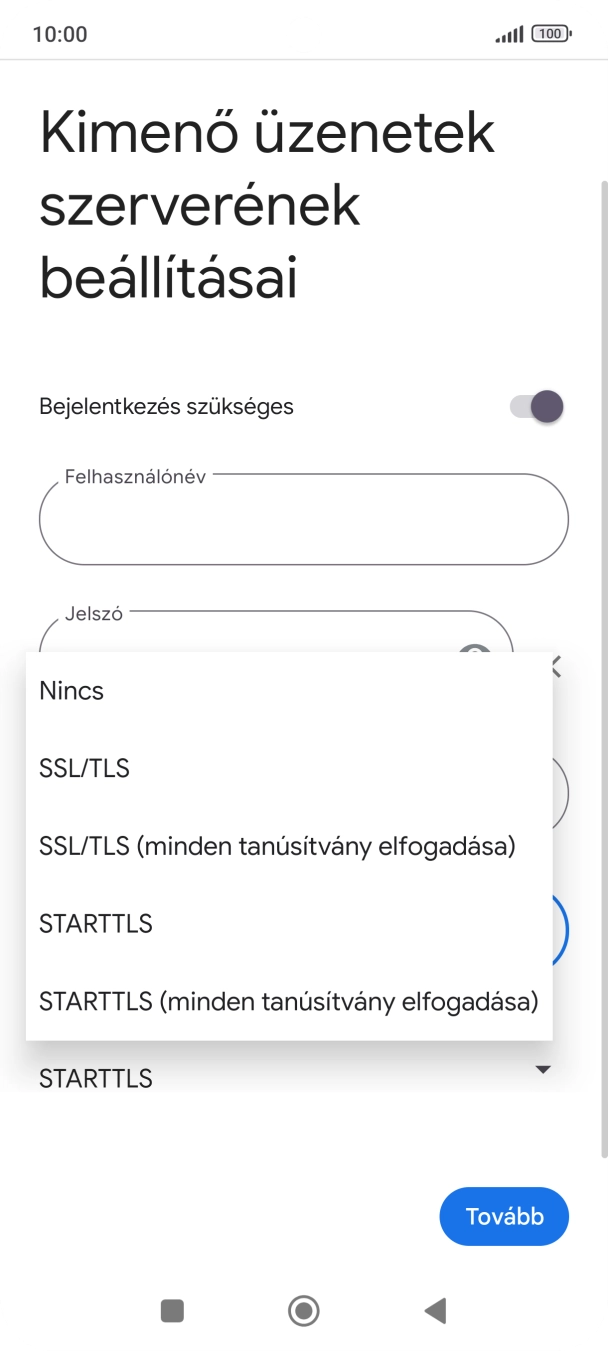 Válaszd az SSL/TLS lehetőséget.