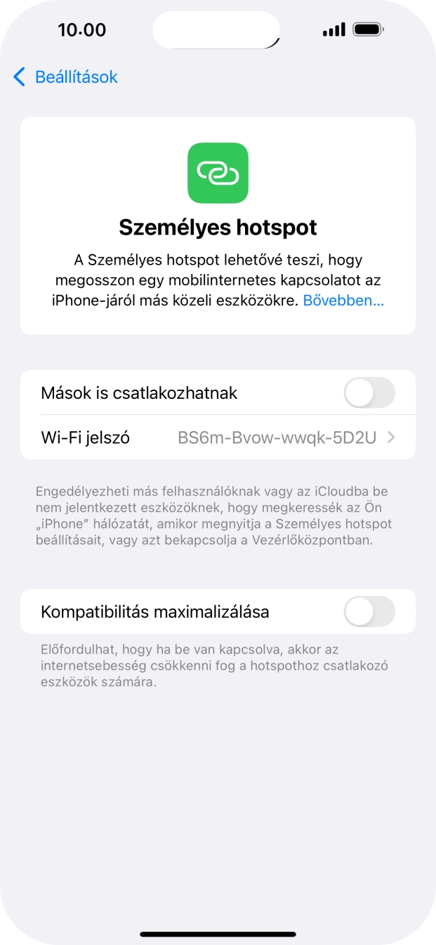 Kattints a Wi-Fi jelszó mezőre, és írd be a kívánt jelszót.