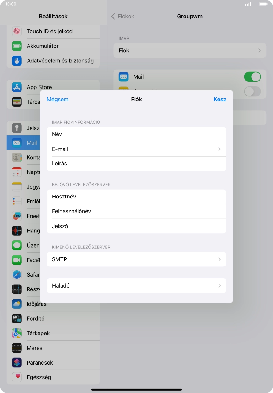 Válaszd az SMTP lehetőséget.