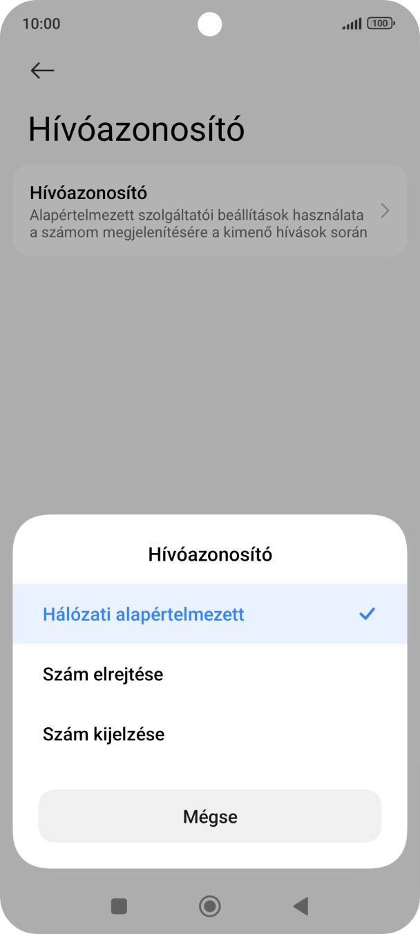 Válaszd a Szám kijelzése lehetőséget a hívószámküldés bekapcsolásához.