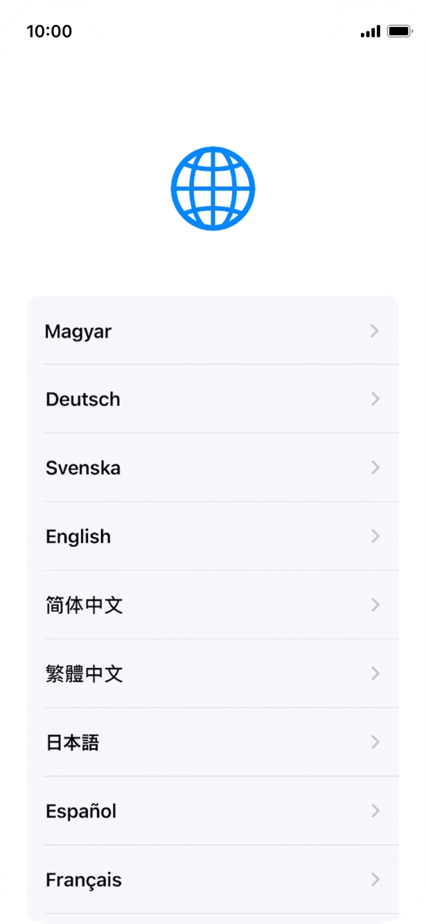Válaszd ki a kívánt nyelvet.