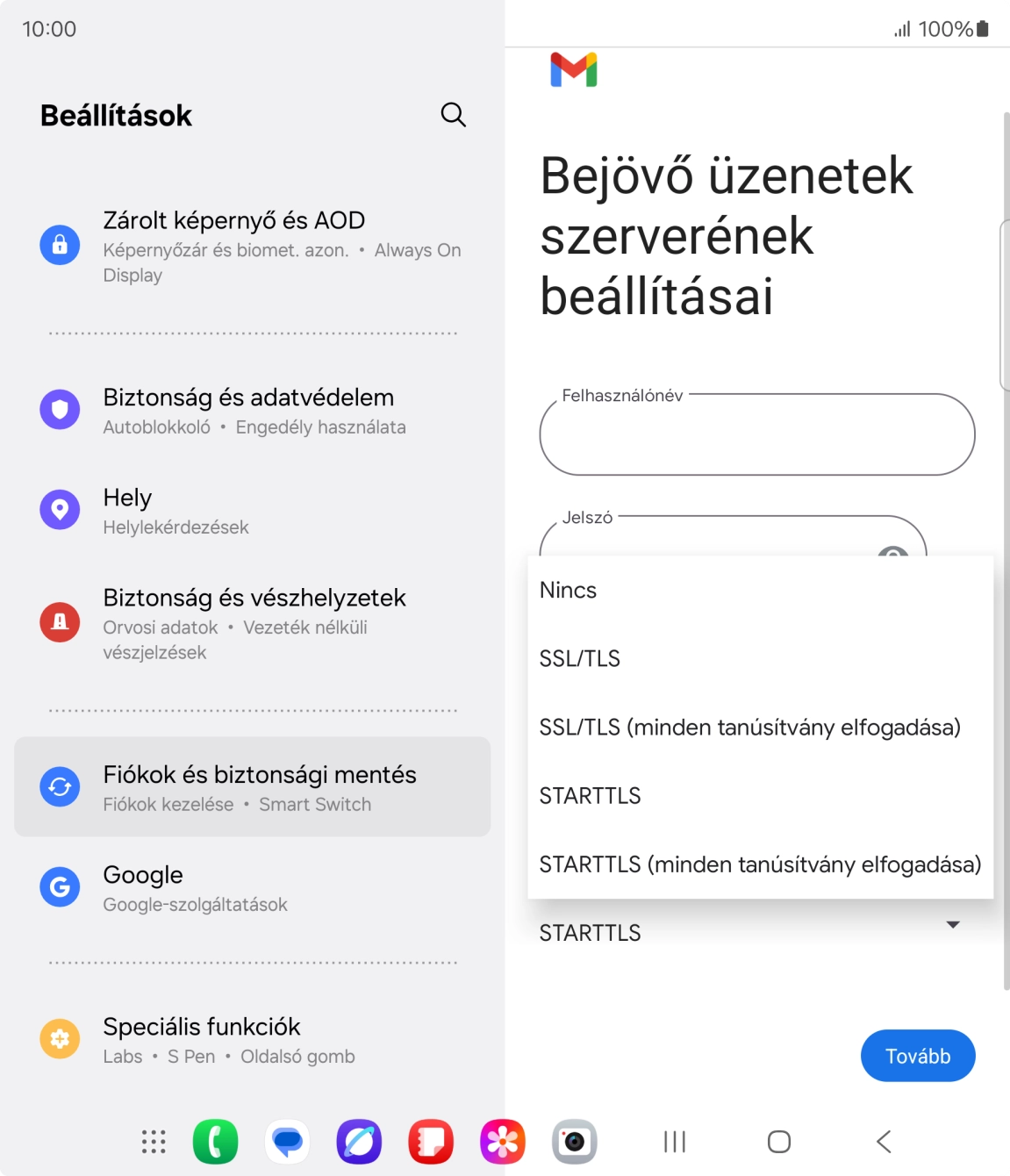 Válaszd az SSL/TLS lehetőséget.