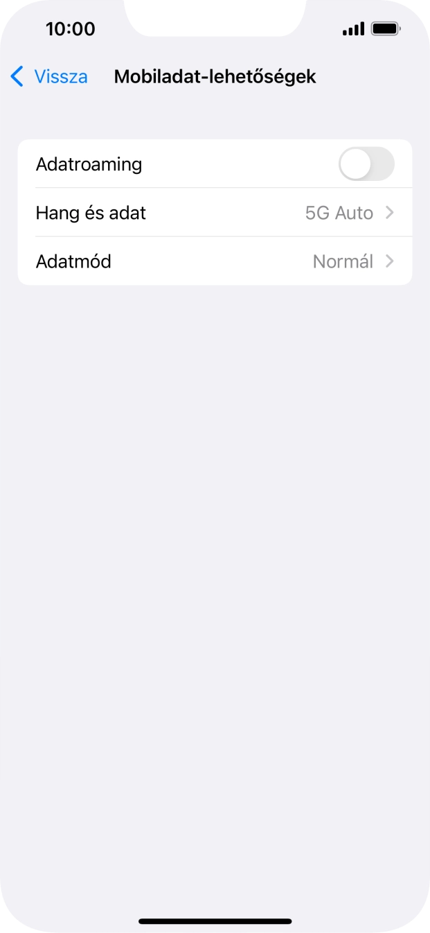 Kattints az „Adatroaming” melletti csúszkára a funkció be- vagy kikapcsolásához. Kattints az „Adatroaming” melletti csúszkára a funkció be- vagy kikapcsolásához.