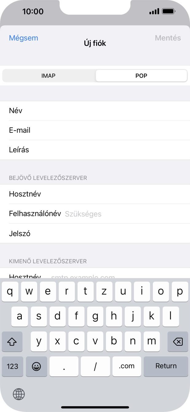 Kattints a Felhasználónév mezőre, és írd be az e-mail-fiókodhoz tartozó felhasználónevet.