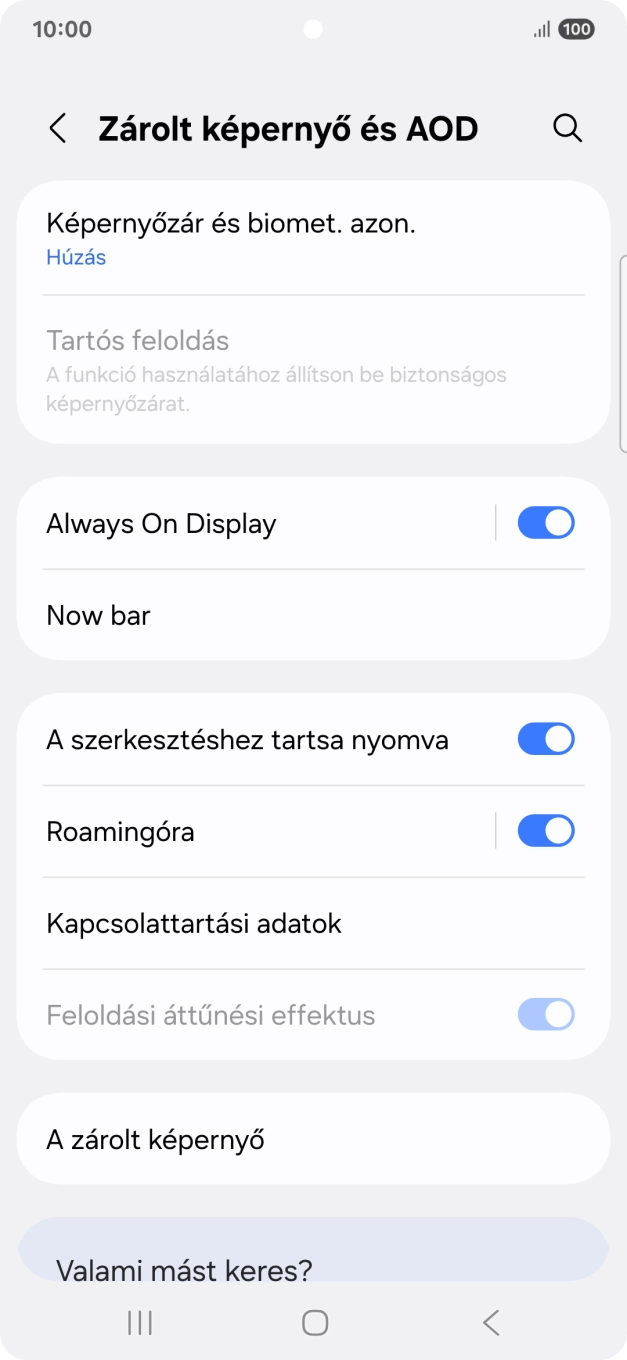 Válaszd a Képernyőzár és biomet. azon. lehetőséget. Válaszd a Képernyőzár és biomet. azon. lehetőséget.