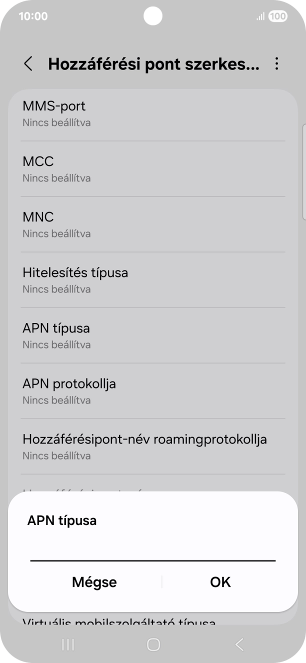 Írd be azt, hogy mms, és válaszd az OK lehetőséget.
