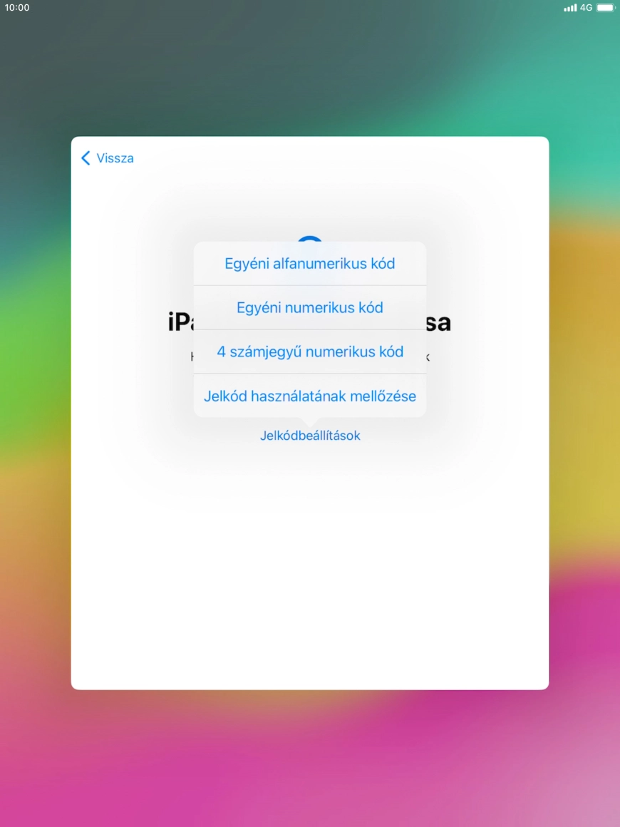 A képernyőzár bekapcsolásához kövesd a képernyőn megjelenő utasításokat, vagy válaszd a Jelkód használatának mellőzése lehetőséget. A képernyőzár bekapcsolásához kövesd a képernyőn megjelenő utasításokat, vagy válaszd a Jelkód használatának mellőzése lehetőséget.