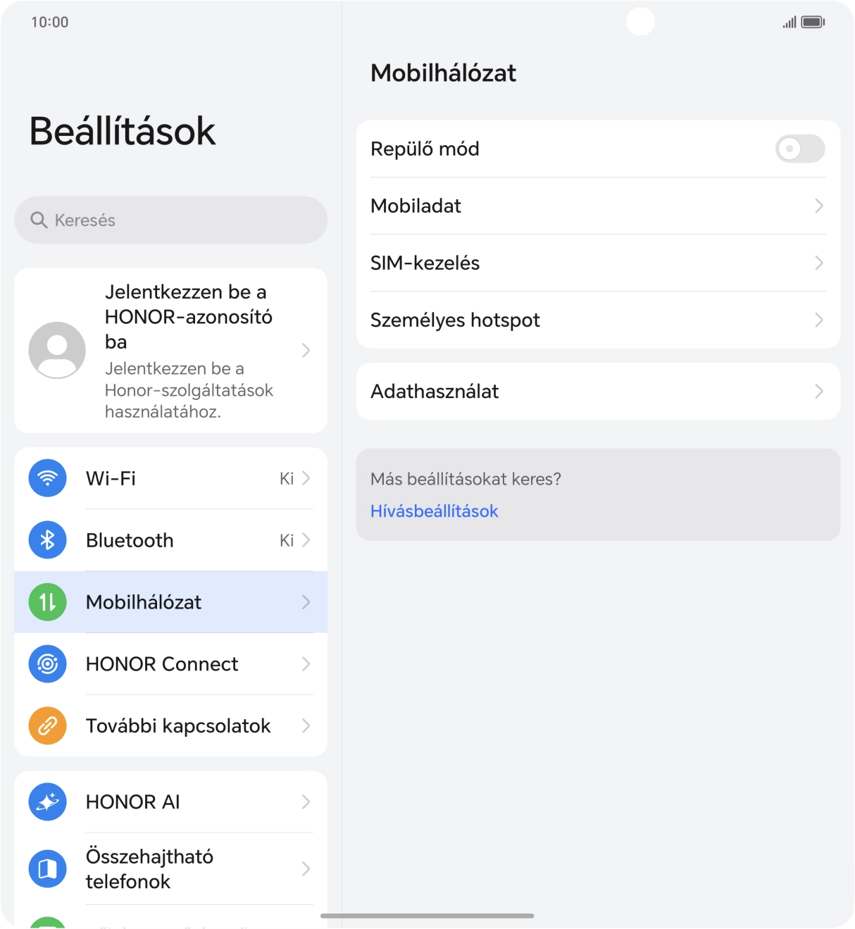 Válaszd a Mobiladat lehetőséget. Válaszd a Mobiladat lehetőséget.