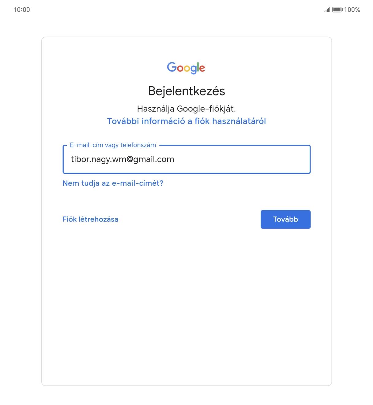 Válaszd a Tovább lehetőséget.