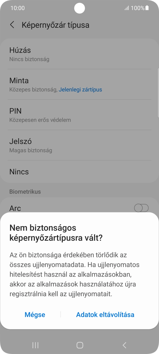 Válaszd az Adatok eltávolítása lehetőséget.