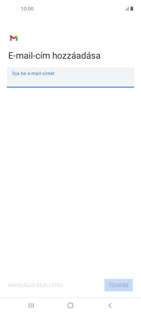 Kattints az „Írja be e-mail-címét” alatti mezőre, és írd be az e-mail címedet.