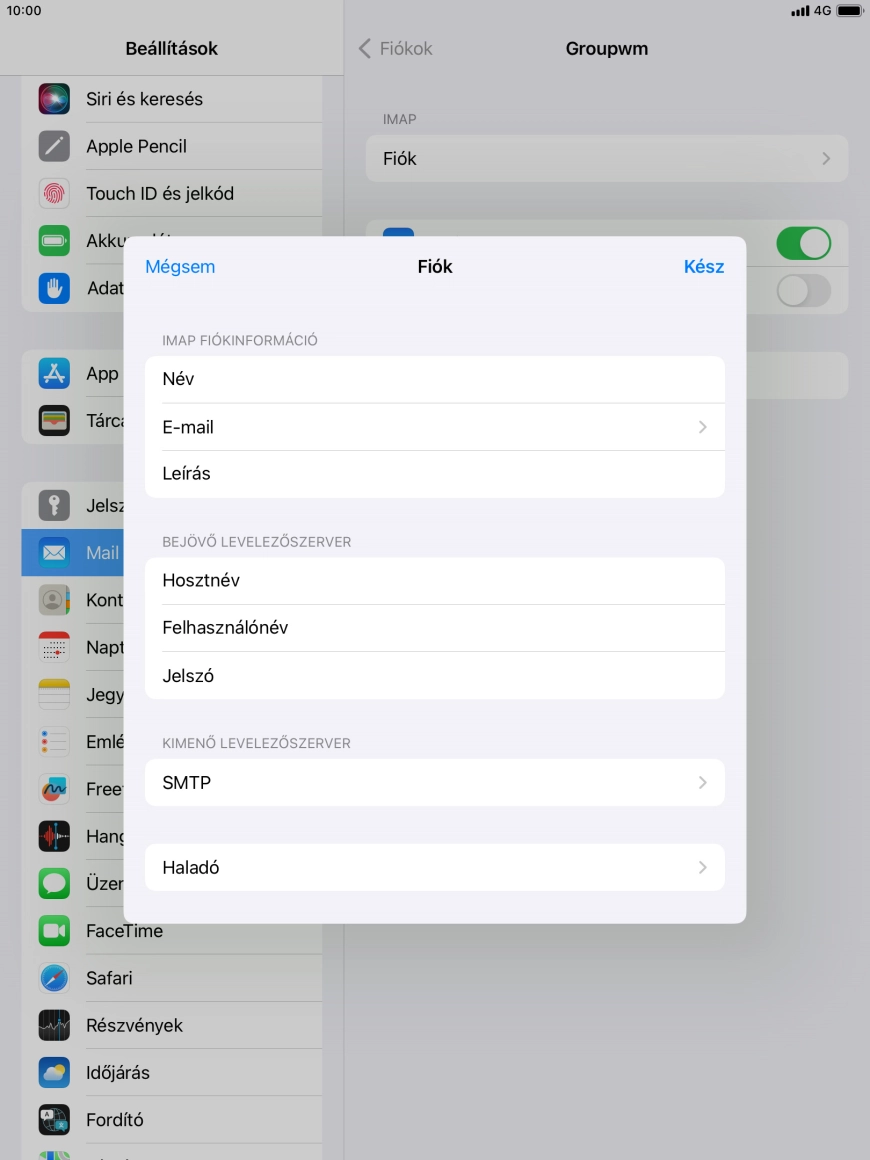 Válaszd az SMTP lehetőséget.