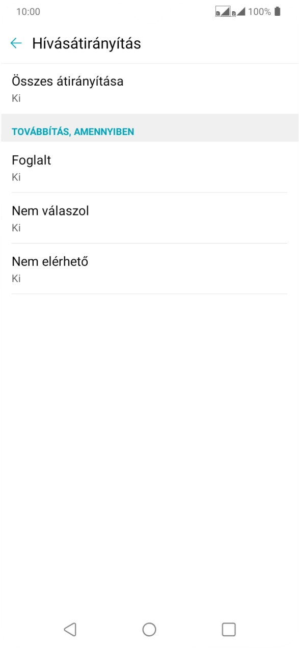 Kattints a kívánt hívásátirányítás-típusra. Kattints a kívánt hívásátirányítás-típusra.