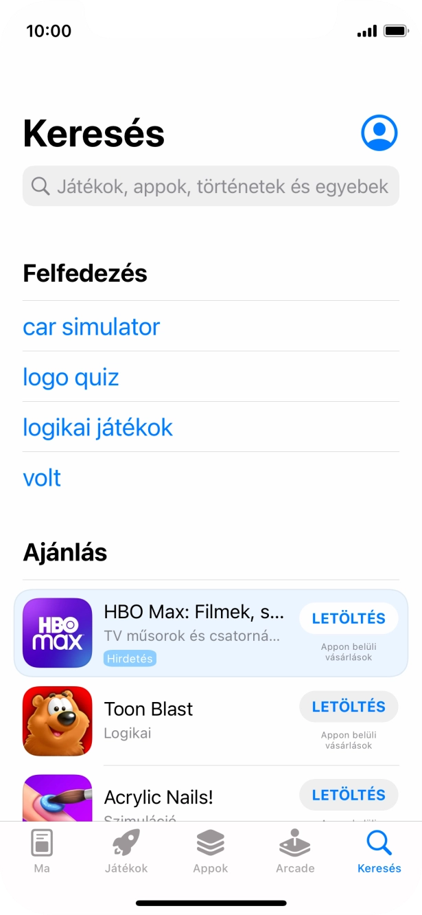 Kattints a keresés mezőre, és írd be a keresett alkalmazás nevét vagy tárgykörét.