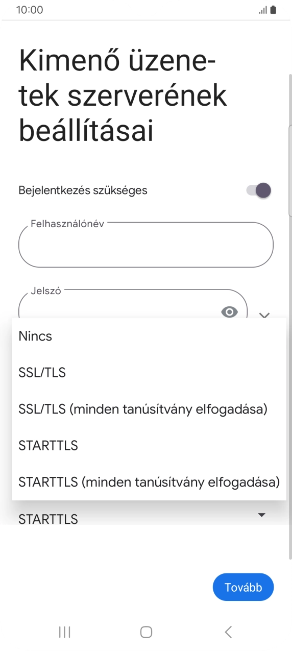 Válaszd az SSL/TLS lehetőséget.