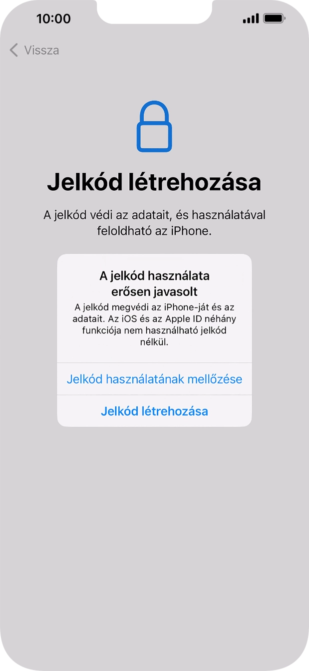 Ha kikapcsolod a funkciót, válaszd a Jelkód használatának mellőzése lehetőséget.