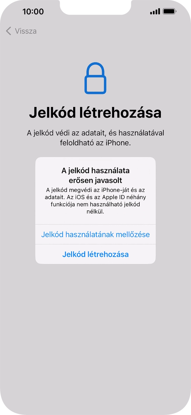 Ha kikapcsolod a funkciót, válaszd a Jelkód használatának mellőzése lehetőséget.