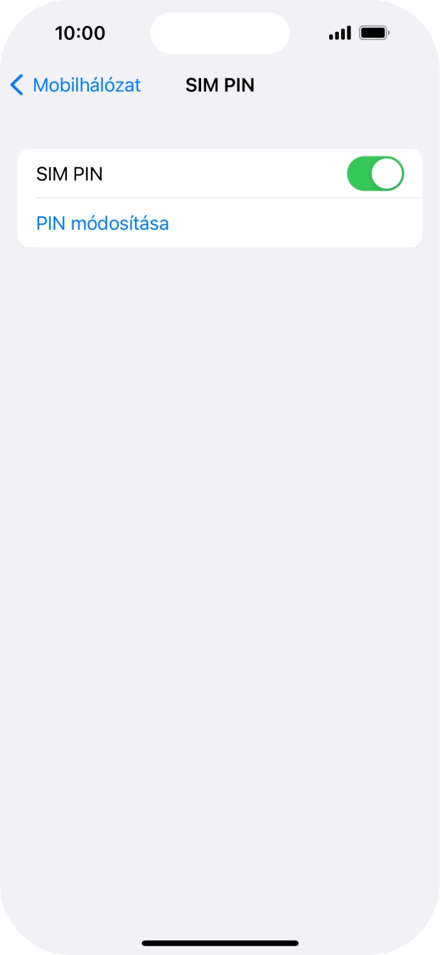 Kattints a „SIM PIN” melletti csúszkára a funkció be- vagy kikapcsolásához. Kattints a „SIM PIN” melletti csúszkára a funkció be- vagy kikapcsolásához.