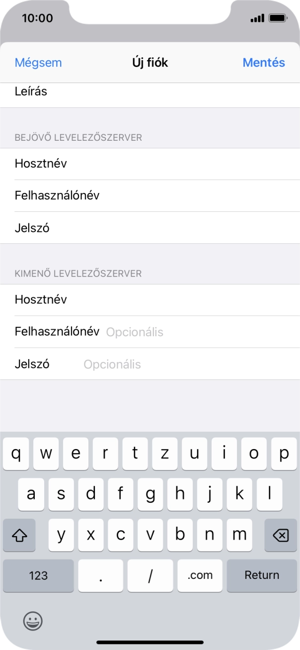 Kattints a Felhasználónév mezőre, és írd be az e-mail-fiókodhoz tartozó felhasználónevet.