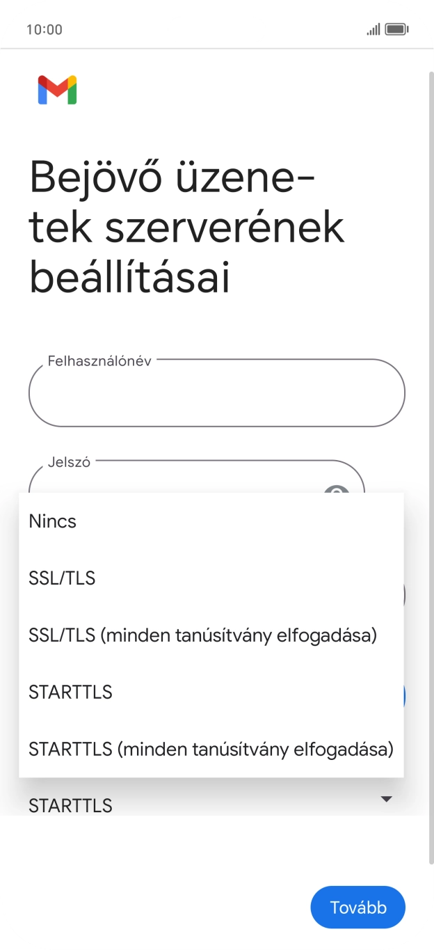 Válaszd az SSL/TLS lehetőséget.