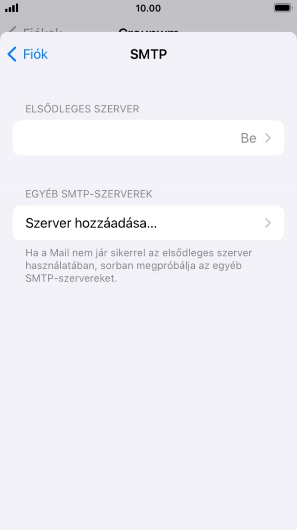 Kattints az „ELSŐDLEGES SZERVER” alatti mezőre.