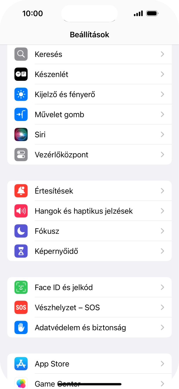 Válaszd a Face ID és jelkód lehetőséget. Válaszd a Face ID és jelkód lehetőséget.