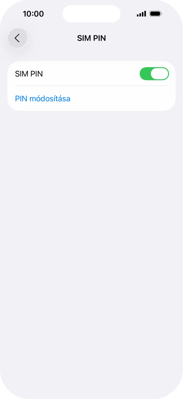 Kattints a „SIM PIN” melletti csúszkára a funkció be- vagy kikapcsolásához.