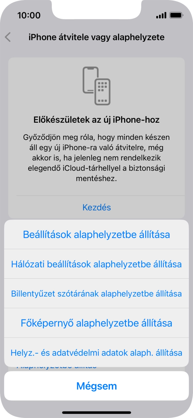 Válaszd a Beállítások alaphelyzetbe állítása lehetőséget. Válaszd a Beállítások alaphelyzetbe állítása lehetőséget.