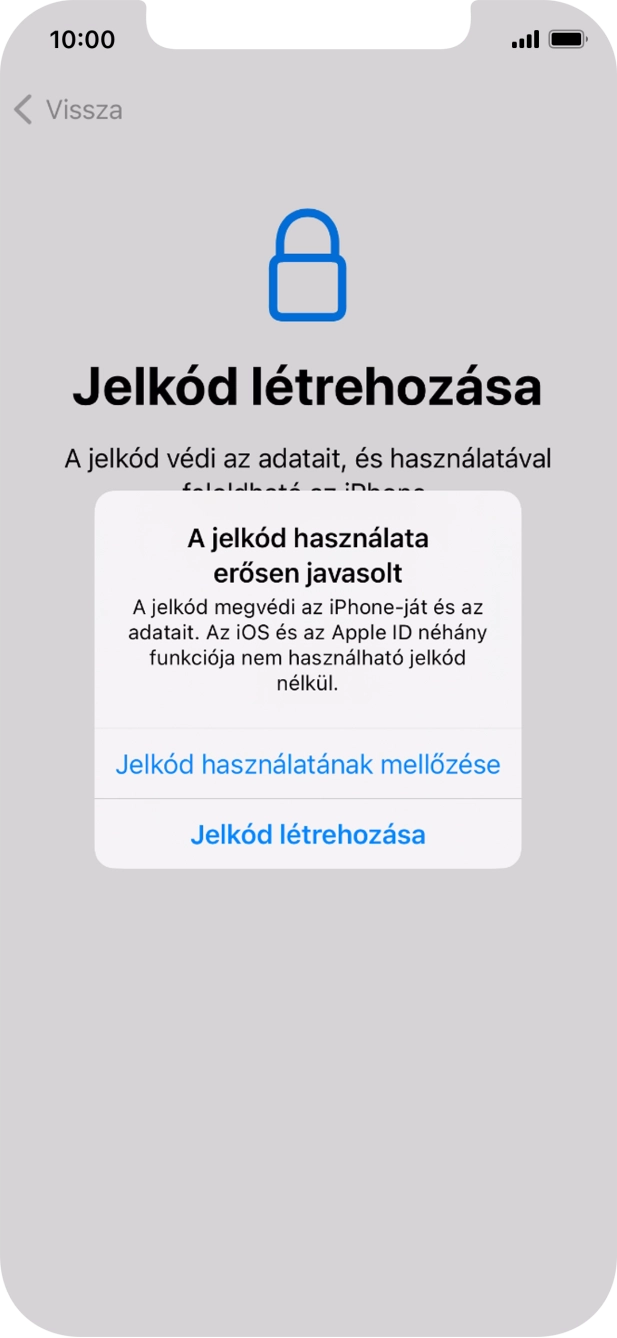 Ha kikapcsolod a funkciót, válaszd a Jelkód használatának mellőzése lehetőséget.