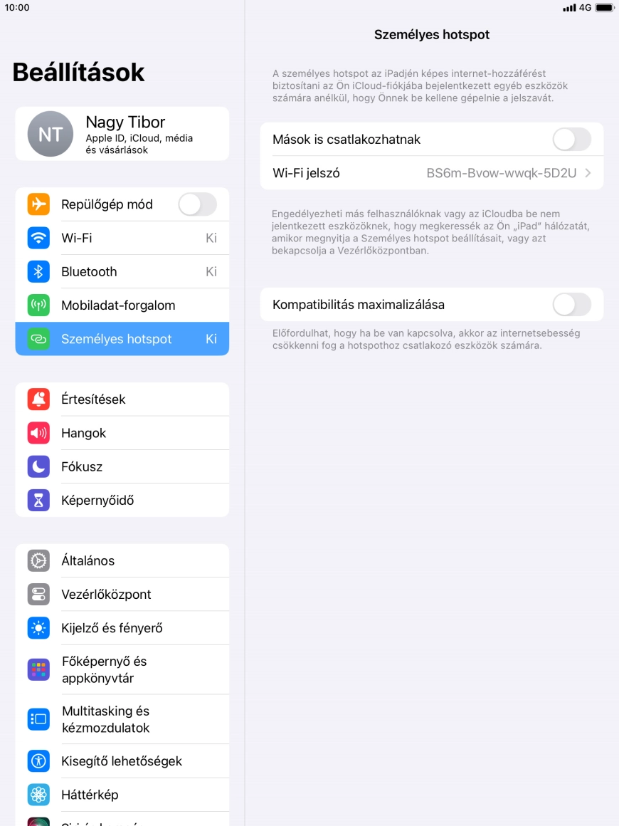 Kattints a Wi-Fi jelszó mezőre, és írd be a kívánt jelszót. Kattints a Wi-Fi jelszó mezőre, és írd be a kívánt jelszót.