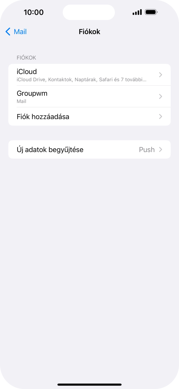 Kattints az imént létrehozott e-mail-fiók nevére.